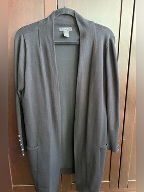 Verve Ami Black Open-Front Light Sweater